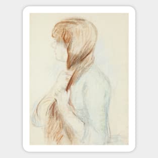 Girl Plaiting her Hair by Berthe Morisot Sticker